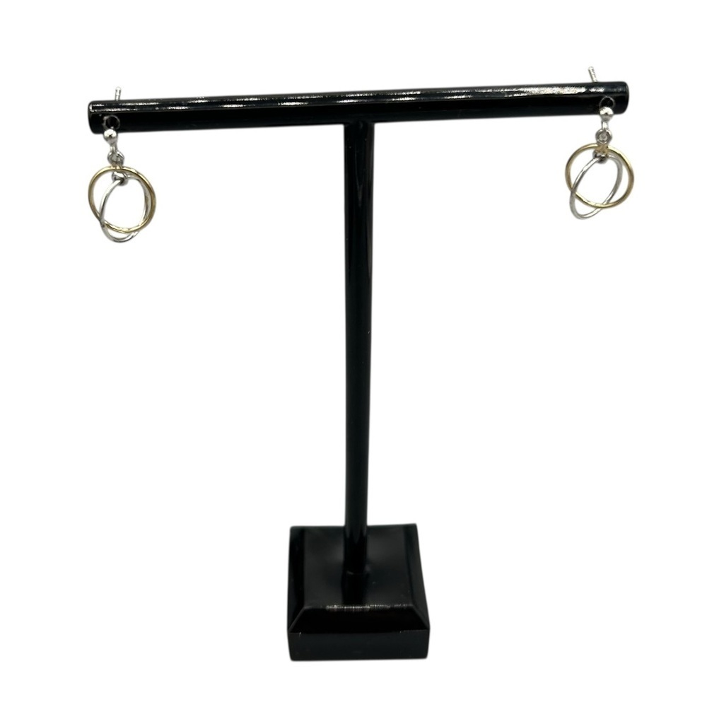 Two-Tone Circle Dangle Earrings